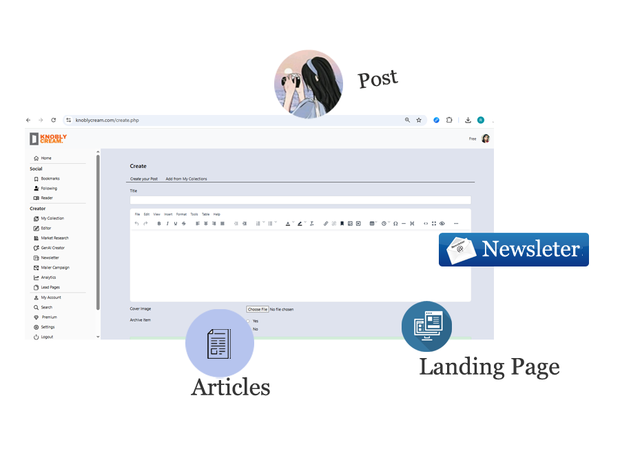 Newsletter creator interface